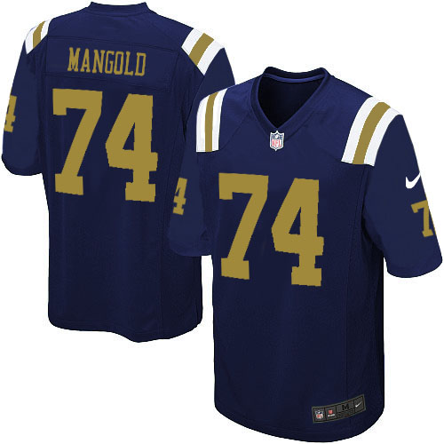 Youth Elite Nick Mangold Nike Jersey Navy Blue Alternate - #74 NFL New York Jets